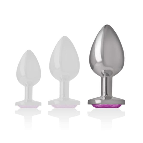 INTENSE - ALUMINUM METAL ANAL PLUG WITH PINK CRYSTAL SIZE L 6